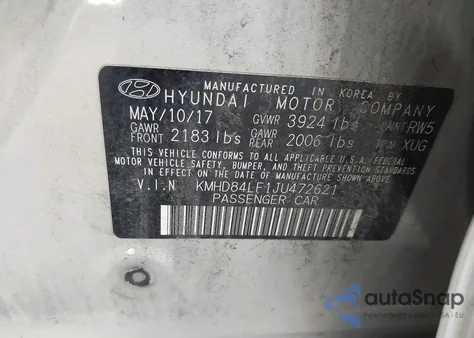 2018 Hyundai Elantra Value Edition z USA, uszkodzony, nr VIN KMHD84LF1JU472621